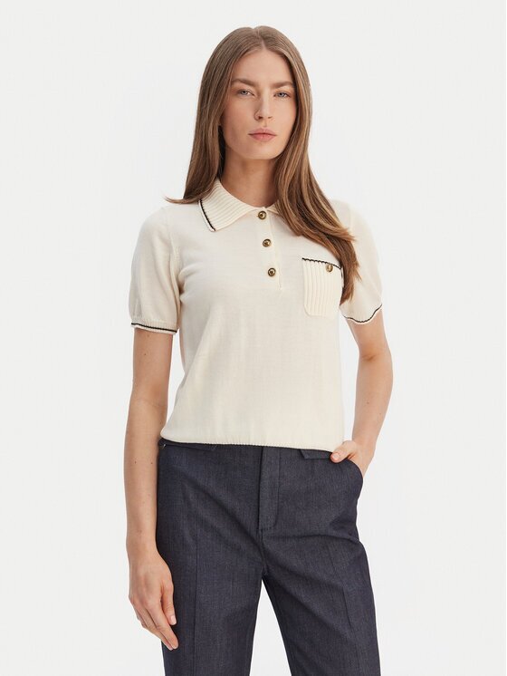 Luisa Spagnoli Tricou polo Miconia 100295 Écru Regular Fit