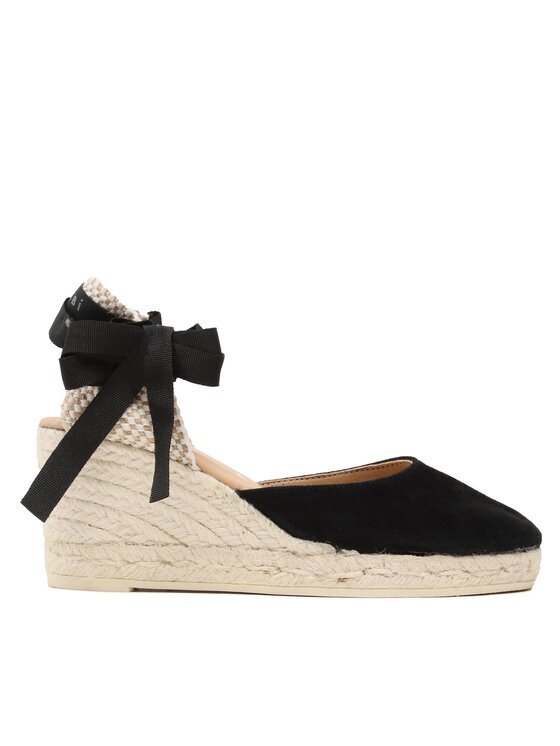 Manebi Espadrile Soft Suede Low Wedge Espadrilles K 1.0 WL Negru