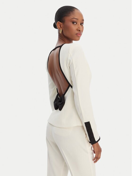 Marella Bluză Scacco 2613111013 Écru Slim Fit