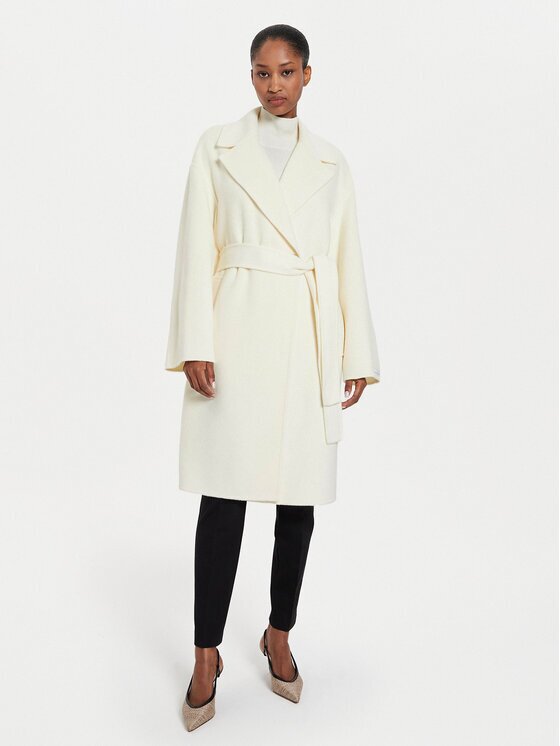 Marella Palton de lână Marna 2423016011 Écru Regular Fit