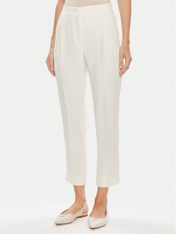 Marella Pantaloni din material Izabel 31310511200 Écru Regular Fit