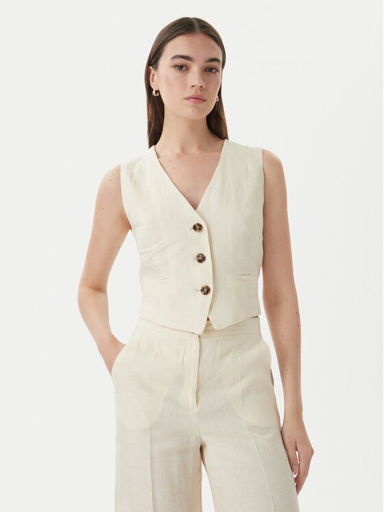 Marella Vestă de costum Veranda 2615151032 Écru Regular Fit