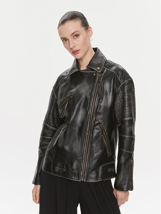 Max&Co Geacă de piele Ugolina Negru Regular Fit