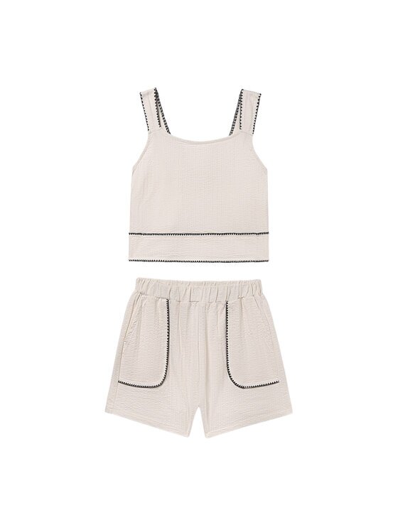 Mayoral Compleu top și pantaloni scurți din material textil 6213 Regular Fit