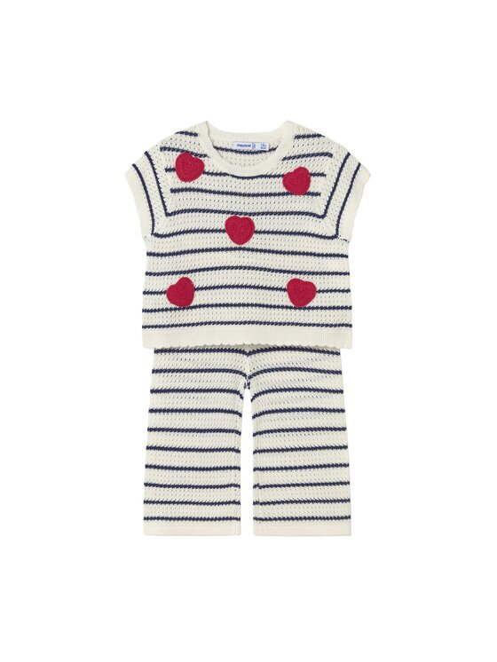 Mayoral Set tricou și pantaloni din material textil 1516 Écru Regular Fit