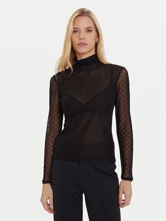 Morgan Bluză 252-TMESH Negru Slim Fit