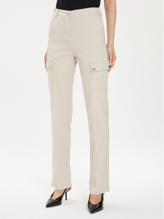 Morgan Pantaloni din material 241-PAZZA.F Bej Slim Fit
