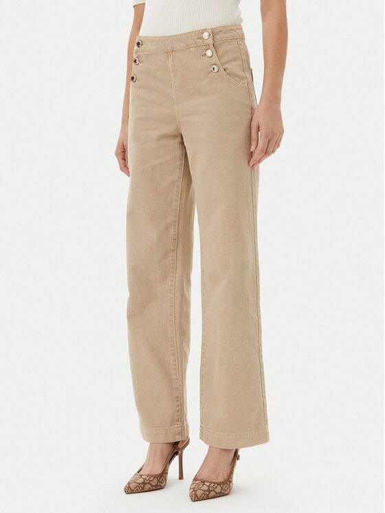 Morgan Pantaloni din material 251-PICHAK Bej Wide Leg