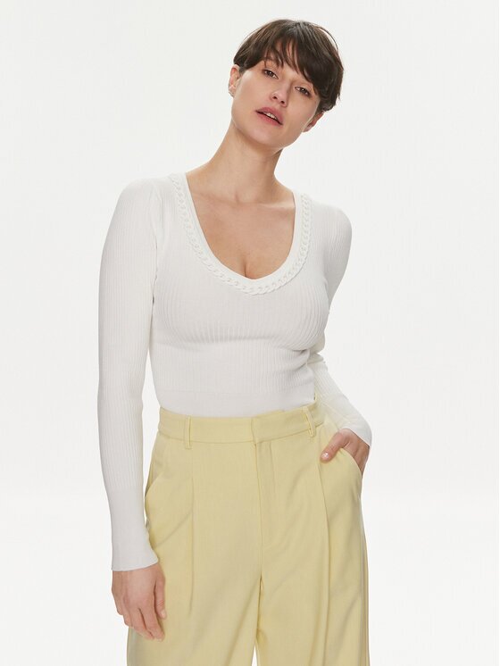 Morgan Pulover 241-MCORDE Écru Slim Fit