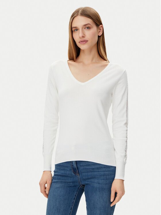 Morgan Pulover 251-MIELO Alb Slim Fit