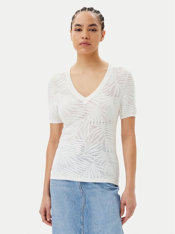 Morgan Pulover 251-MPALM Alb Regular Fit
