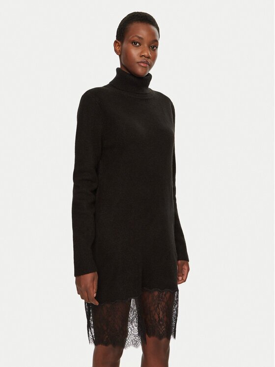 Morgan Rochie tricotată 242-RMAFIX Negru Slim Fit