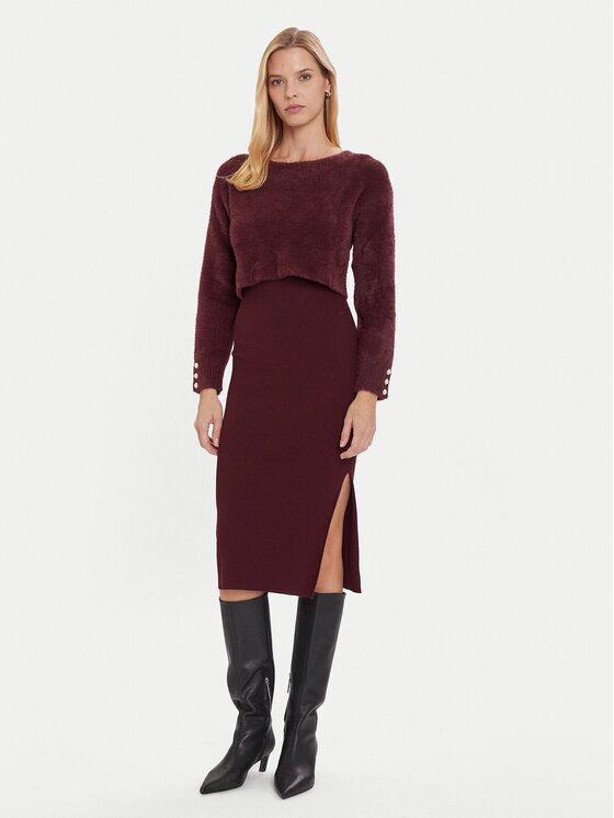 Morgan Rochie tricotată 242-RMONA Vișiniu Slim Fit