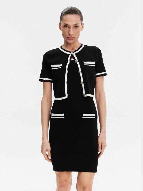 Morgan Rochie tricotată 251-RMBIBI Negru Slim Fit