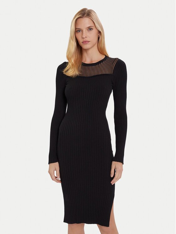 Morgan Rochie tricotată 252-RMAN Negru Slim Fit