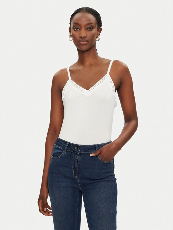 Morgan Top 192-BARBA.N Alb Slim Fit