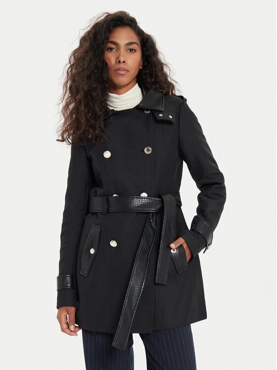 Morgan Trench 242-GZIMA Negru Slim Fit