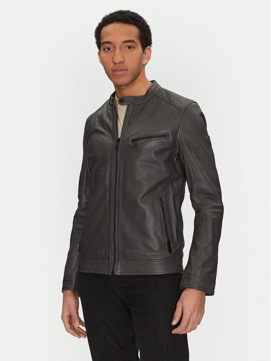 Mustang Geacă de piele 310-24-055 Gri Regular Fit
