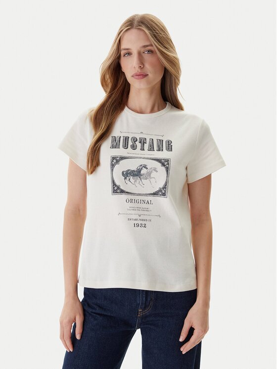 Mustang Tricou Rosewood 1016758 Écru Regular Fit