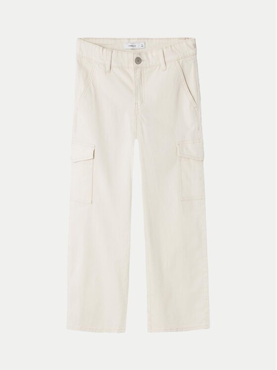 NAME IT Pantaloni din material 13220718 Écru Wide Leg