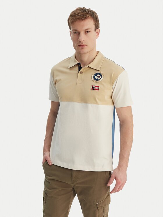 Napapijri Tricou polo E-Reflect NP0A4H4B Écru Relaxed Fit