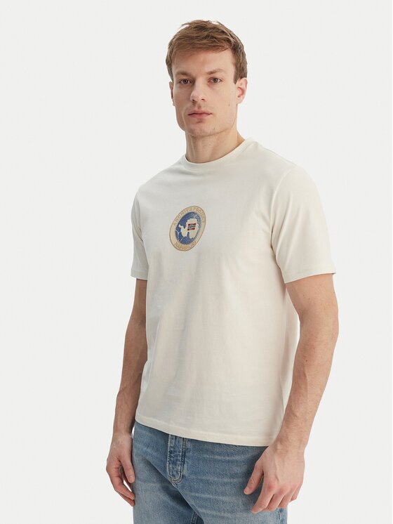 Napapijri Tricou S-Phos NP0A4G5A Écru Relaxed Fit