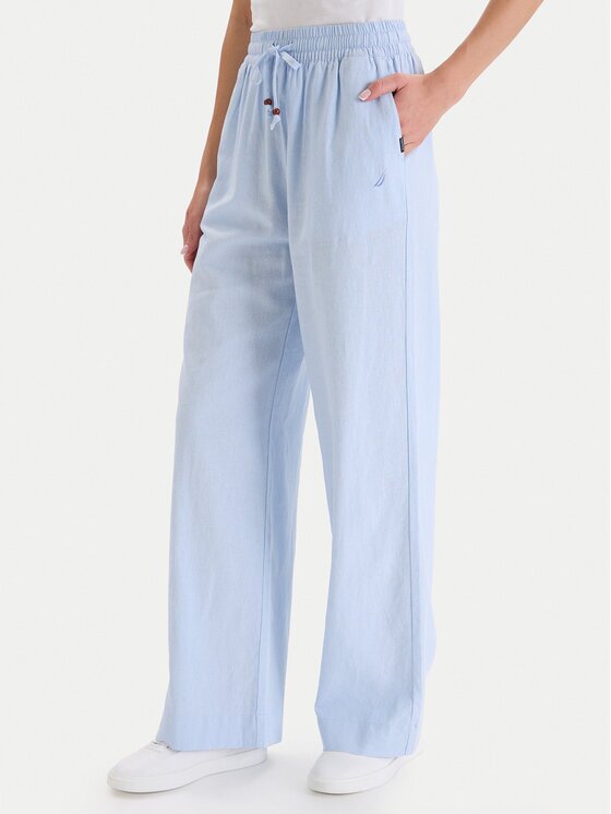 Nautica Pantaloni din material W126-NALTR-1020-23X Albastru celest Wide Leg
