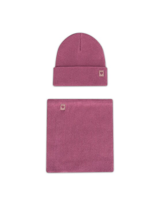 Nelli Blu Set căciulă și fular tip guler 7KF-002-AW24 Roz