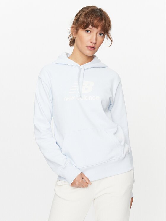New Balance Bluză Essentials Stacked Logo Hoodie WT31533 Albastru celest Regular Fit