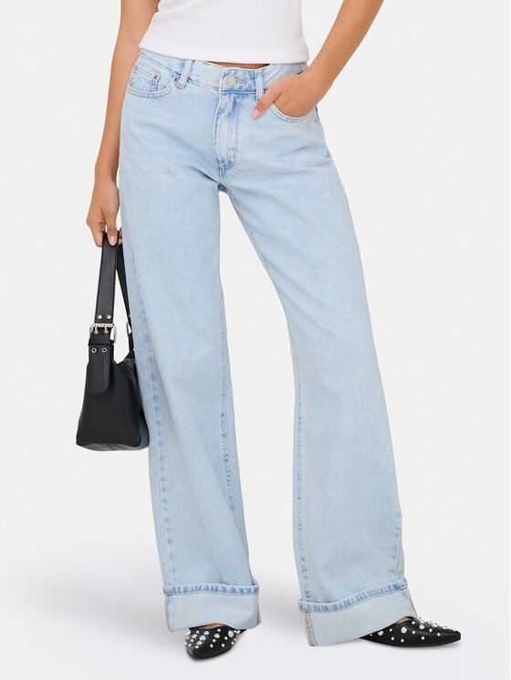 Only Blugi Ella 15368955 Albastru celest Wide Leg