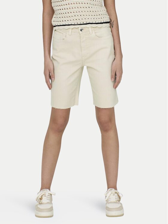 Only Pantaloni scurți de blugi Emily 15311258 Écru Mom Fit