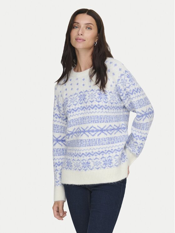 Only Pulover Xmas Nordic 15354824 Albastru celest Regular Fit