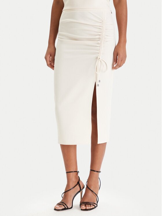 Patrizia Pepe Fustă midi 8G0530/A701-W409 Écru Regular Fit