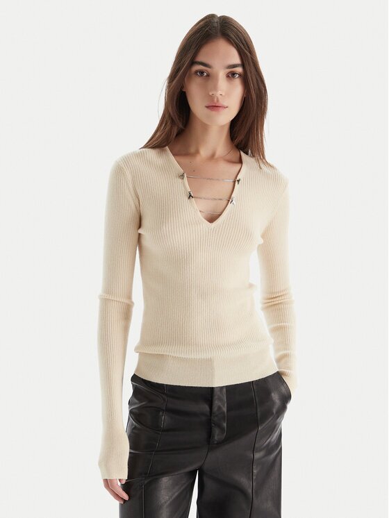 Patrizia Pepe Pulover 2K0331/K7S0-ecW405 Écru Regular Fit