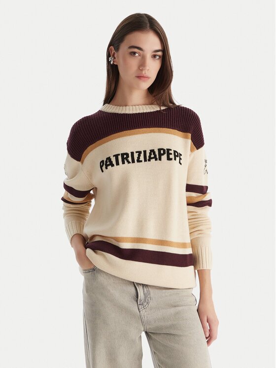 Patrizia Pepe Pulover 2K0352/K298-YA34 Écru Regular Fit