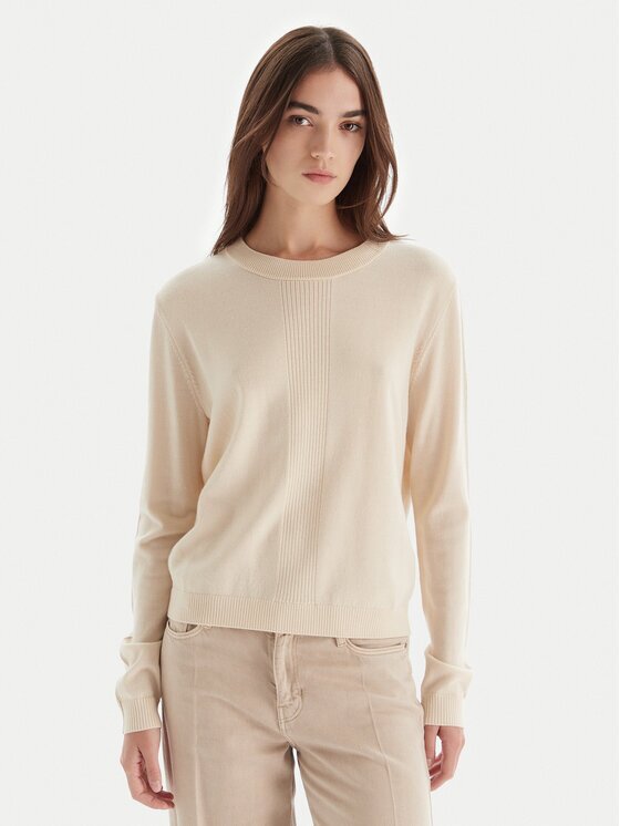 Patrizia Pepe Pulover 2K0363/KM36-W405 Écru Regular Fit