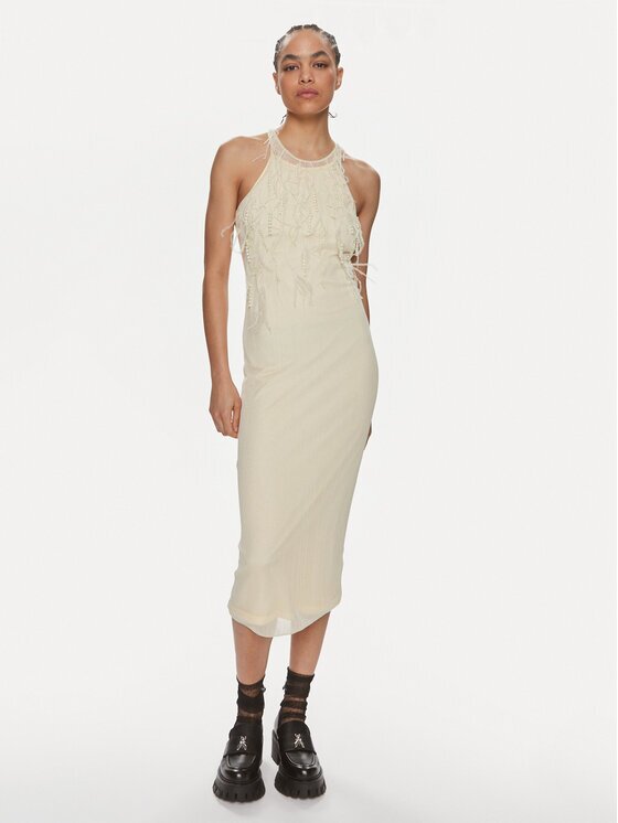 Patrizia Pepe Rochie cocktail 2A2735/K186-W362 Écru Slim Fit