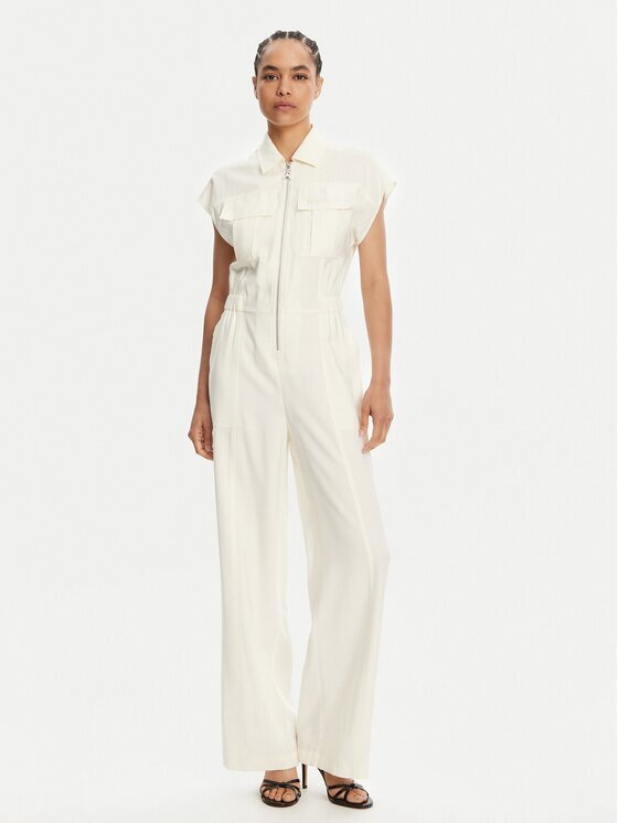 Patrizia Pepe Salopetă 2T0072 A573 W146 Écru Regular Fit