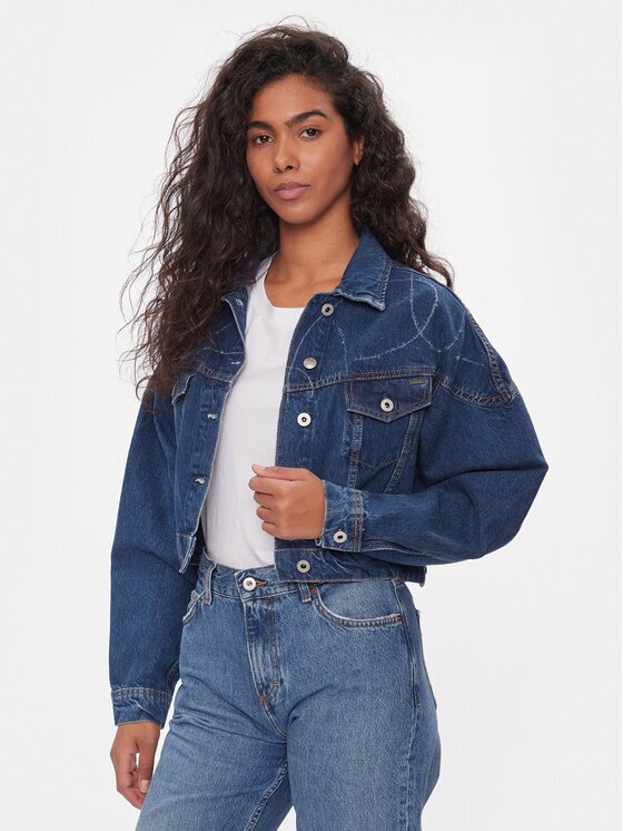 Pepe Jeans Geacă de blugi Foxley Logo PL402329 Oversize