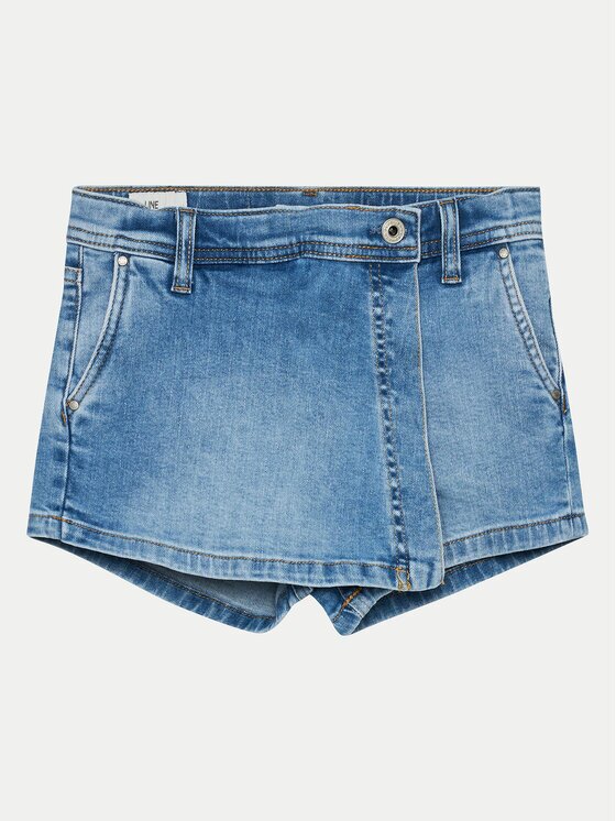 Pepe Jeans Pantaloni scurți de blugi A-Line Skort Hw Jr PG800862 Regular Fit
