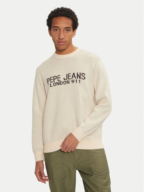 Pepe Jeans Pulover Cardin PM702466 Écru Regular Fit