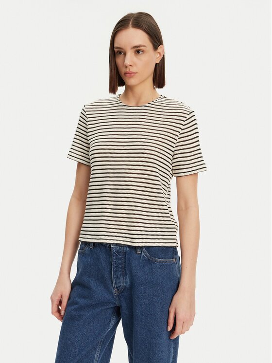 Pieces Tricou Manilla 17155073 Écru Loose Fit