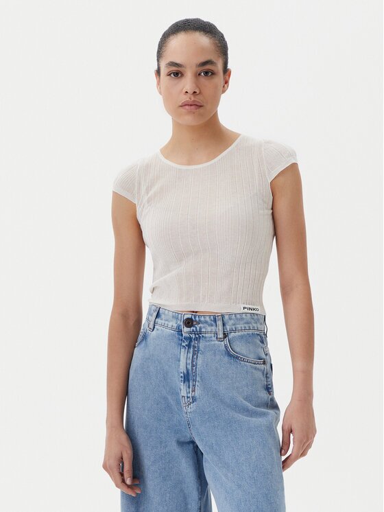 Pinko Bluză Tambora 104773 A1ND Écru Slim Fit