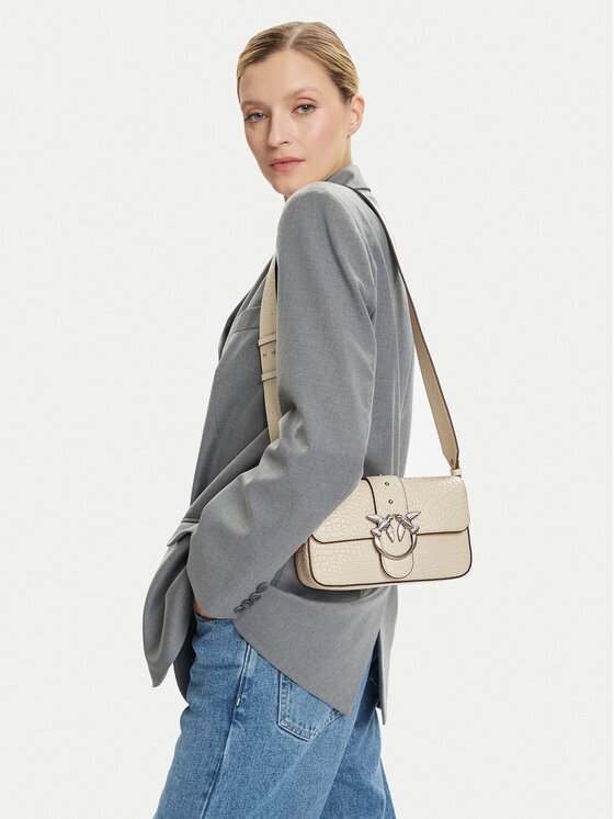 Pinko Geantă Love One Mini Slouchy Fl Al 25-26 PLTT 104340 A2JU Écru