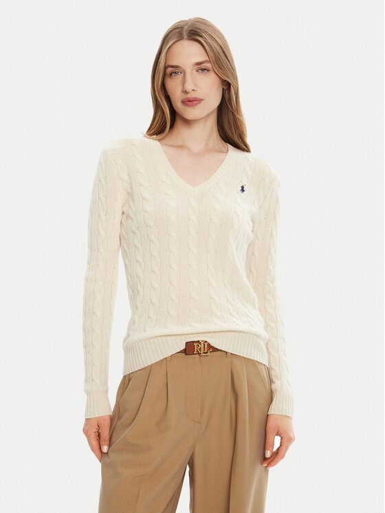 Polo Ralph Lauren Pulover 211971866001 Écru Slim Fit