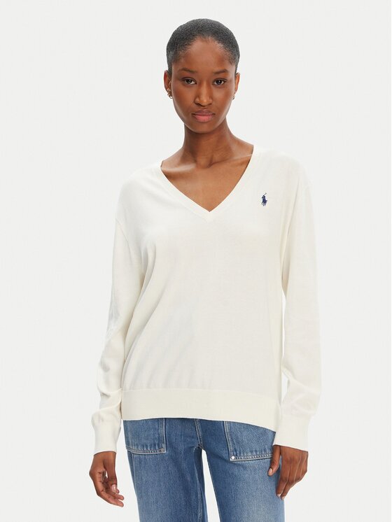 Polo Ralph Lauren Pulover 211972105002 Écru Straight Fit