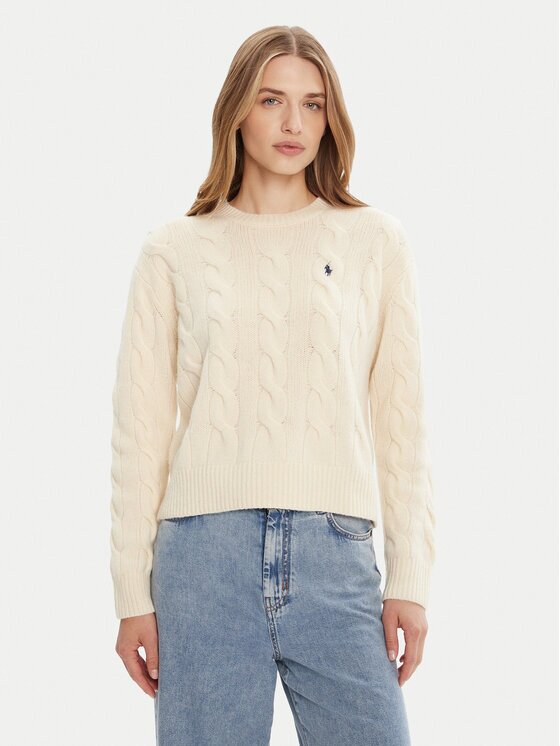 Polo Ralph Lauren Pulover 211A91216002 Écru Straight Fit