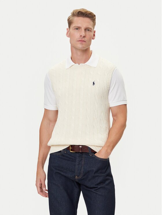 Polo Ralph Lauren Pulover 710979113003 Écru Regular Fit