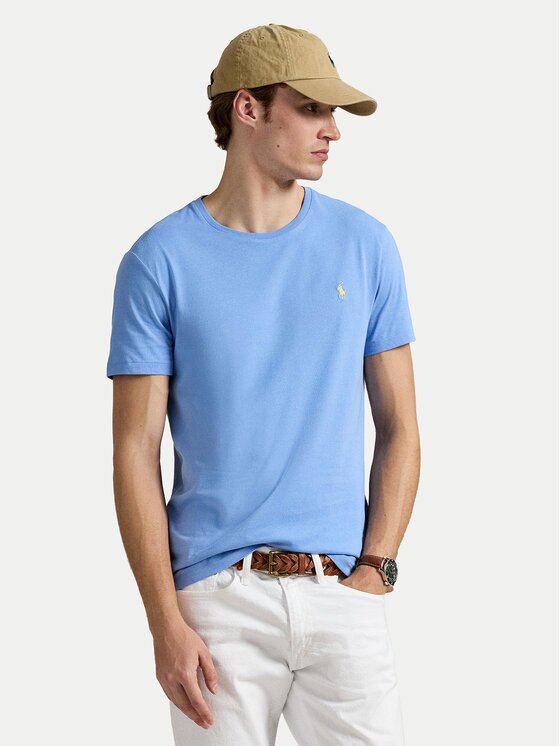 Polo Ralph Lauren Tricou 710671438454 Albastru celest Custom Slim Fit