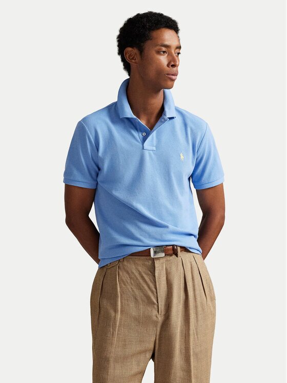 Polo Ralph Lauren Tricou polo 710680784461 Albastru celest Custom Slim Fit